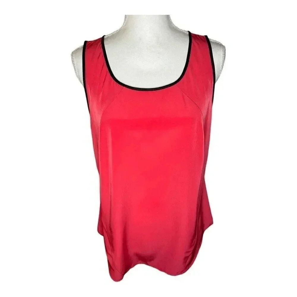 Kenneth Cole New York Women’s Medium Silky Feel Red Tank Black‎ Trim
